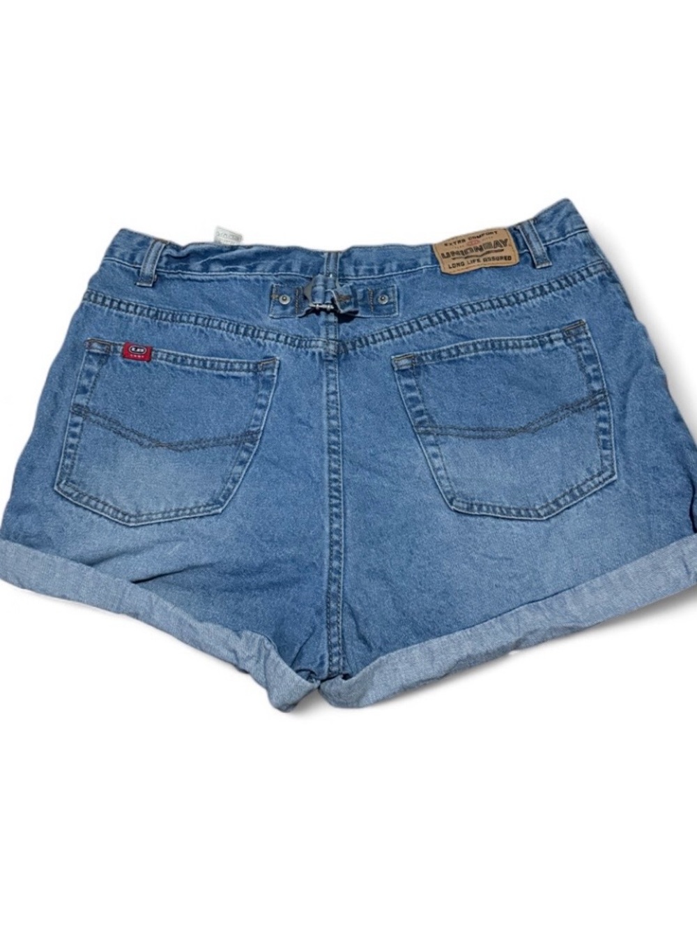 Vintage Y2K Unionbay Cuffed Denim Shorts with Back Buckle Detail